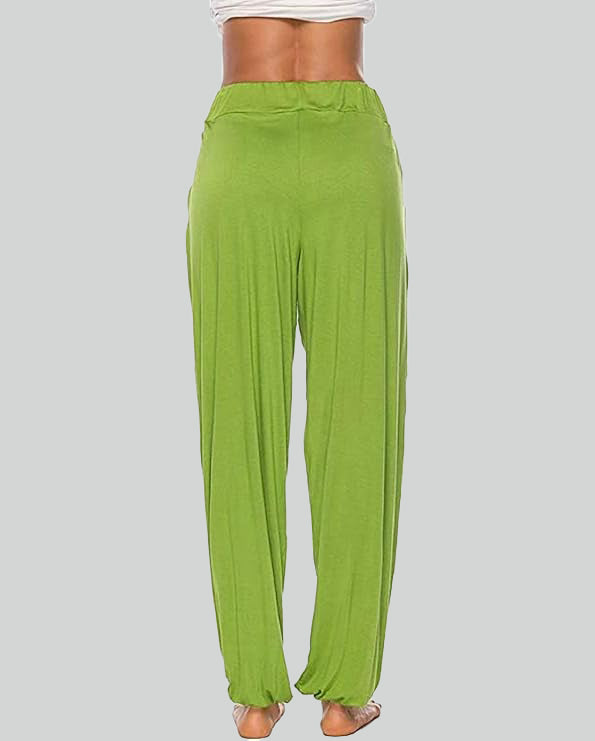 ASKSA women's high slit harem pants women's hippie slit sports pants fitness stretch pants loose yoga pants