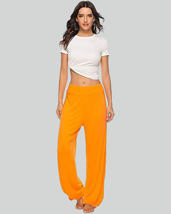 ASKSA women's high slit harem pants women's hippie slit sports pants fitness stretch pants loose yoga pants