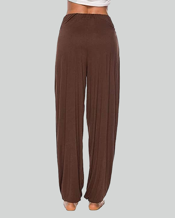 ASKSA women's high slit harem pants women's hippie slit sports pants fitness stretch pants loose yoga pants