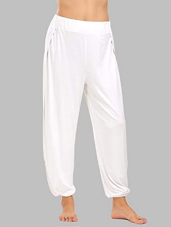 ASKSA women's high slit harem pants women's hippie slit sports pants fitness stretch pants loose yoga pants