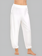 ASKSA women's high slit harem pants women's hippie slit sports pants fitness stretch pants loose yoga pants