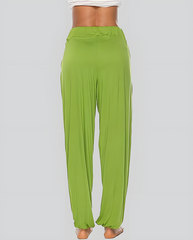 ASKSA women's high slit harem pants women's hippie slit sports pants fitness stretch pants loose yoga pants