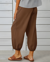 ASKSA Women's 7/8 Length Wide Leg Pants Casual Pants Lightweight Summer Linen Pants with Pockets