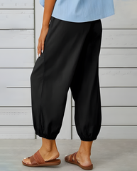 ASKSA Women's 7/8 Length Wide Leg Pants Casual Pants Lightweight Summer Linen Pants with Pockets